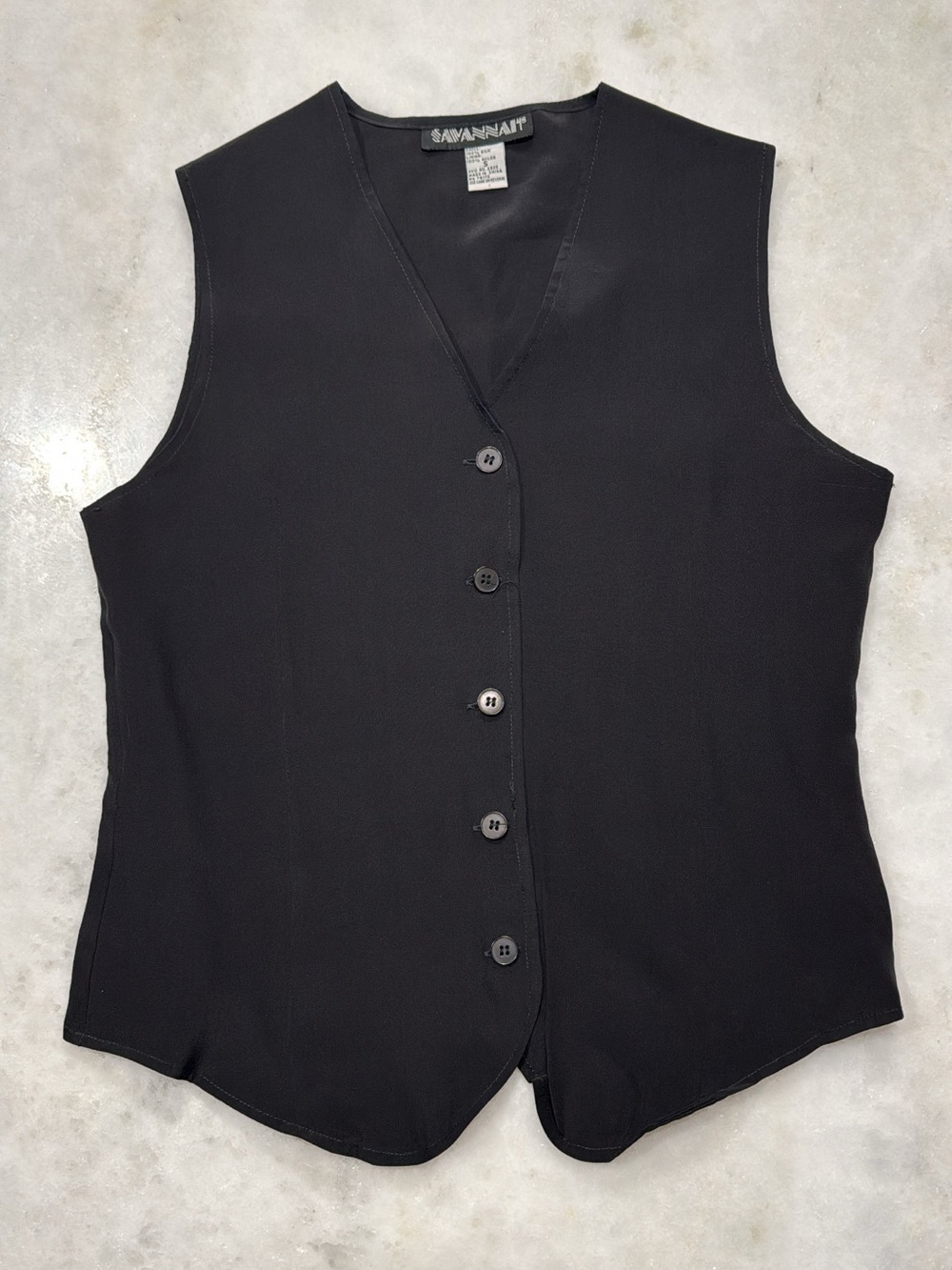 Savannah Silk Sleeveless Lightweight Button Front Vest V Neck Vintage